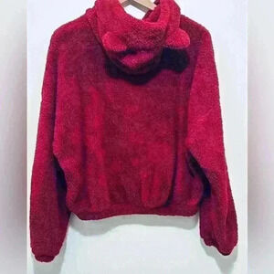 Fleece Animal Ear Hoodie, Juniors Size XL, Cropped, Maroon